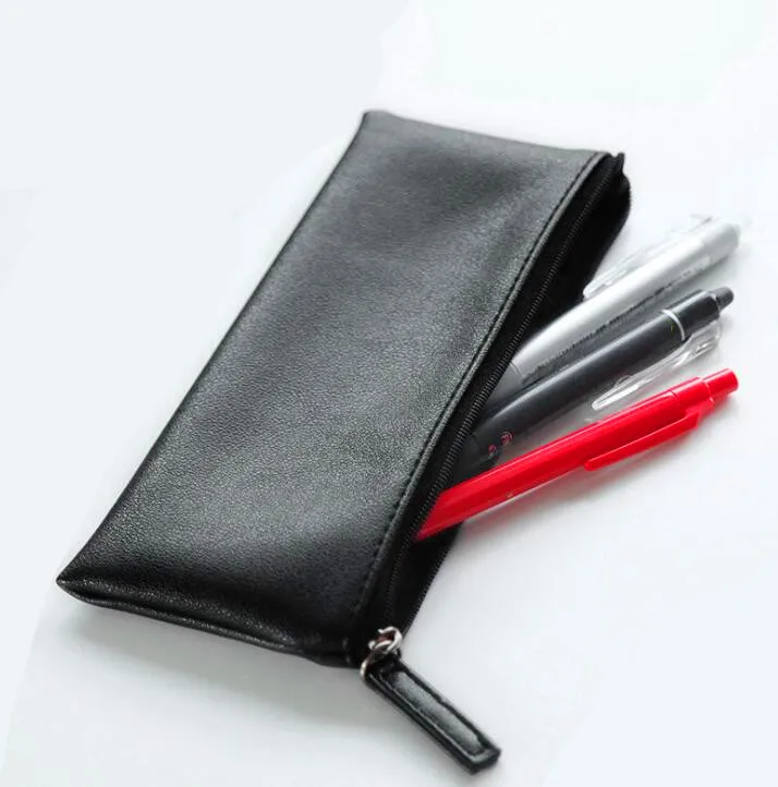 

1pcs Leather Pencil Case Simple Pen Bags Women Girl Make Up Holder gift School Stationery Gift