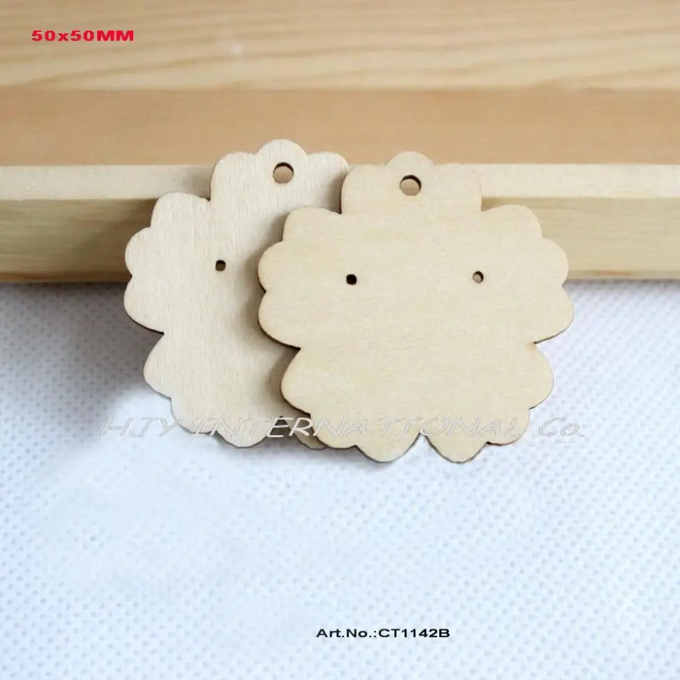 

(20pcs/lot) 50mm Natural Wooden Earring Cards Custom Jewelry Display Personalized Label Hang Tag Flower Shape 2"-CT1142B
