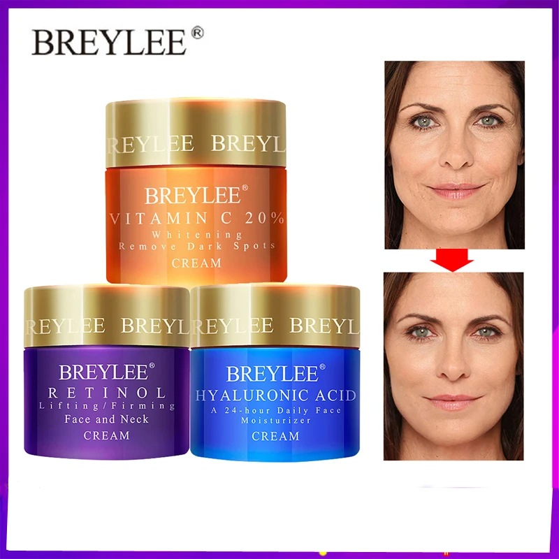 

BREYLEE Face Cream Hyaluronic Acid Moisturizing Day Cream Anti Wrinkle Vitamin C Whitening Skin Care Acne Treatment 40g