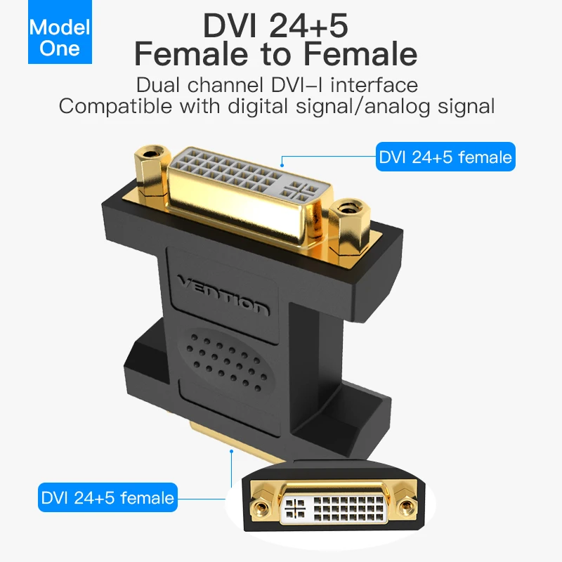 Vention DVI to DVI 24+ 5 адаптер Женский 2560 P преобразователь ТВЧ-сигналов для ПК ТВ-проектор коробка