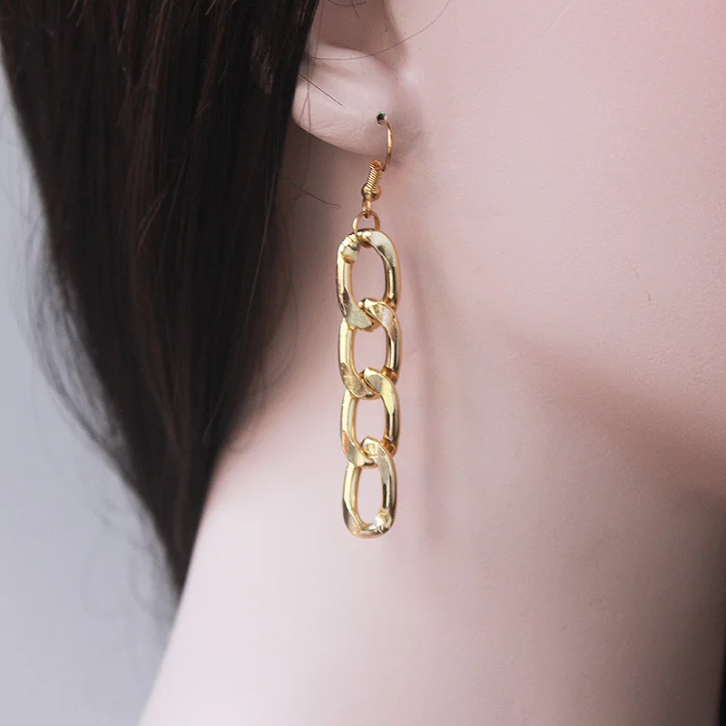 

1 Pair New Arrival Golden Chain Dangle Drop Earring For Women Simple Design Handmade DIY Jewelry E110