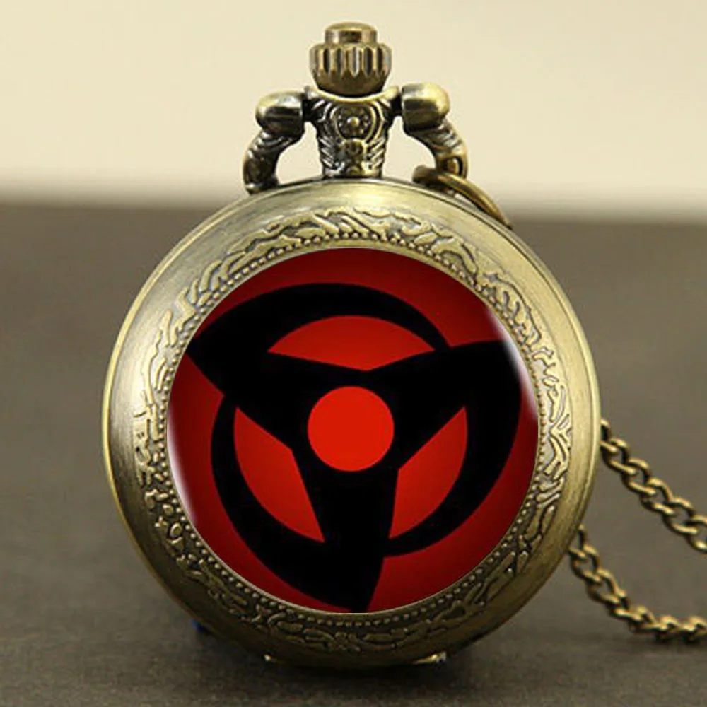 

Naruto Watch Shippuden Naruto Sharingan Eye Pendant Necklace Vintage Shield pocket watch Gift Jewelry Charm National Style Type