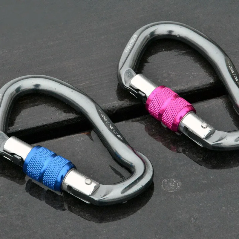Outdoor Rock Climbing Equipment D Type Screw Thread Carabiner Quickdraw