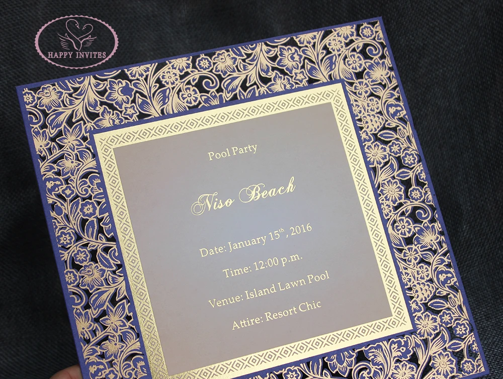 HI3025 - 12 Custom Luxury Wedding Invitation Cards in Laser Cut Design Made in China
