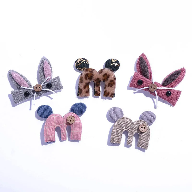 

10Pcs/lot Plush Fabric Padded Appliques cartoon Rabbit Head Patch for Clothing Craft Sticker DIY Hair Ornament DIY Supplies