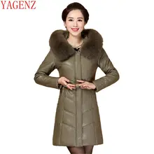 YAGENZ/Новая женская одежда большого размера пуховик из искусственной кожи, пальто Han edition, плотная зимняя одежда, высококачественное кожаное пальто KG583