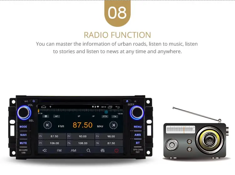Perfect LJDA Android 9.0 Car Radio Multimedia DVD GPS For Dodge RAM 1500 Chrysler Sebring Jeep Compass Commander Grand Cherokee Wrangler 10