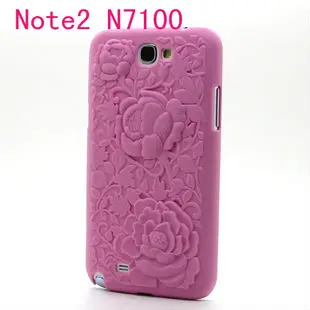 wholesale- 3D Rose Sculptural Relief hard case cover for Samsung Note II N7100 Free shipping 10pcs/lot |