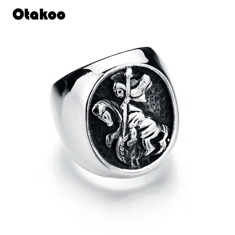 

Otakoo High Quality Stainless Steel Unique Ring Ghost Rider Gothic Jewelry Black Heavy Punk Rock Cocktail Biker Rings