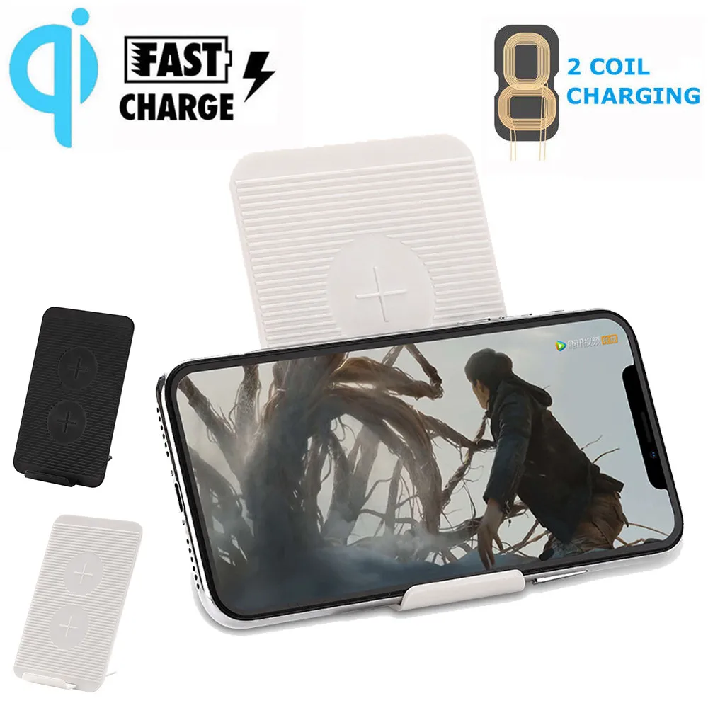 Беспроводной для iPhone X для samsung Зарядное устройство 2 катушки Беспроводной Зарядное устройство Qi быстрая зарядная подставка для iPhone X для samsung S9# y4