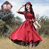 Free Shipping Boshow 2022 Autumn And Spring Women Corduroy Long-sleeve One-piece Knee Length Dresses Turn-down Collar With Belt ► Photo 1/5