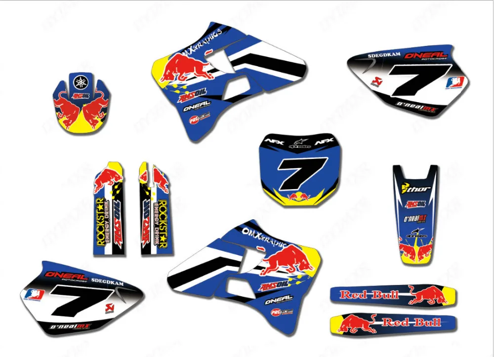 MOTOCROSS RED GRAPHICS YAMAHA YZ125 YZ250 1996 1997 1998 1999 2000 2001 DECALS