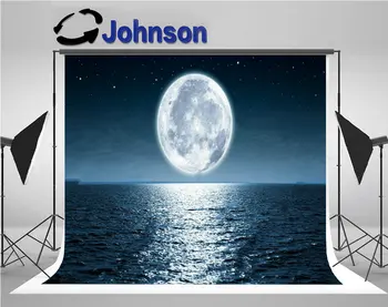 

full moon sea ocean night sky space photo backdrop Vinyl cloth High quality Computer print scenic background