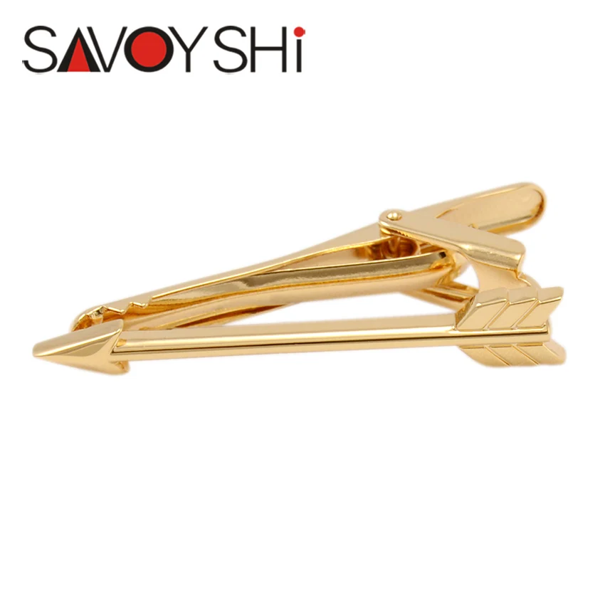 

SAVOYSHI Gold-color Arrow Tie Clips for Mens Necktie Pin High Quality Personality Gift Tie Bar Free Carving Name