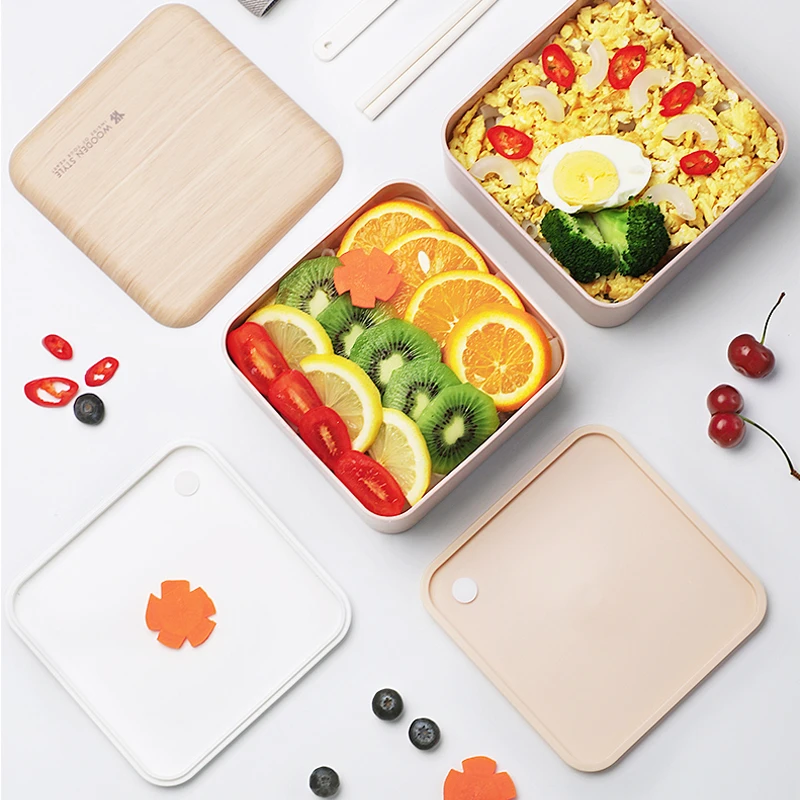 ACEBON микроволновый двухслойный Ланч бокс 1400 мл деревянный салат Bento box BPA бесплатно