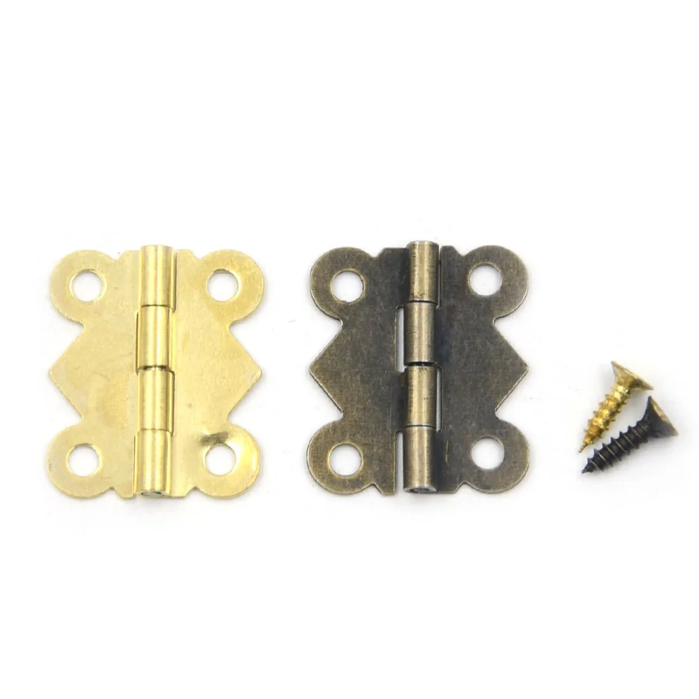 

10pcs 20*17mm 180 Degrees Mix 2 colors Butterfly Iron Hinges Cabinet Drawer Door with Screw