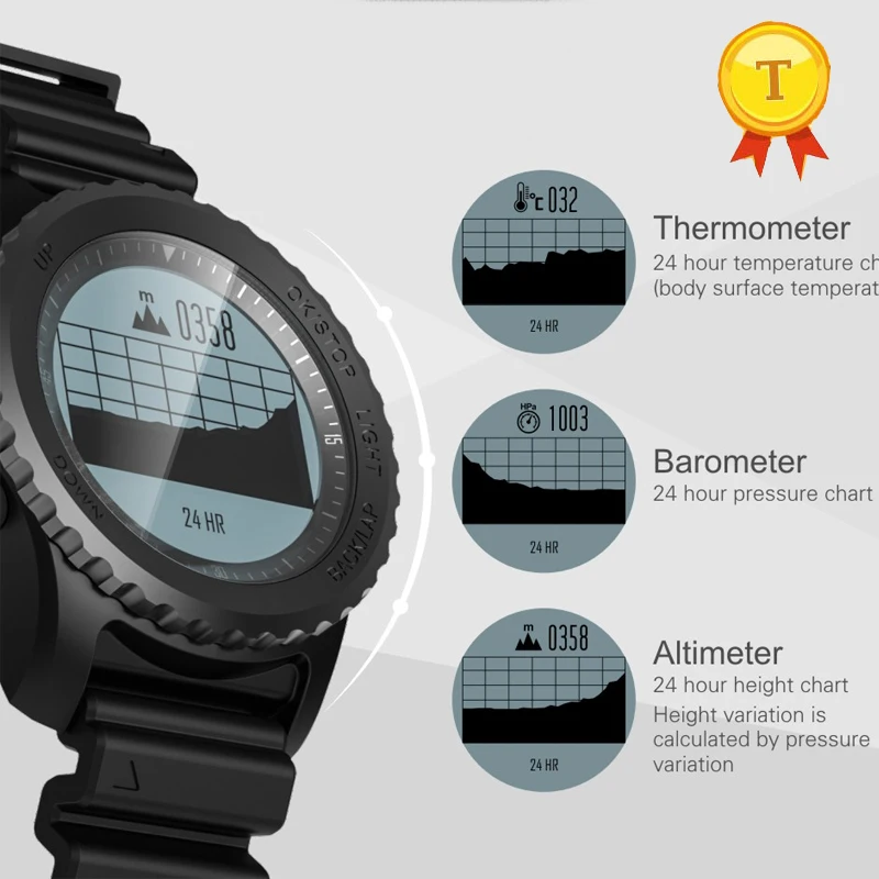Лидер продаж, профессиональные уличные спортивные gps Смарт-часы, IP68 Водонепроницаемые, для плавания, динамический барометр, термометр, наручные часы