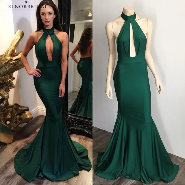 

Emerald Green Mermaid Evening Dresses 2019 Sexy Backless Prom Gowns Robe De Soiree Special Occasion Formal Women Party Dress