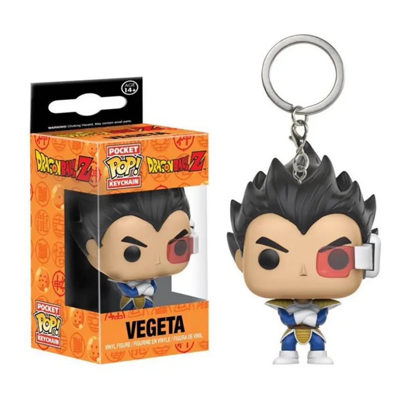 FUNKO POP Anime Cute Dragon Ball Keychain Goku Vegeta Super Saiyan Goku PVC action figure collection model toys with Retail Box 