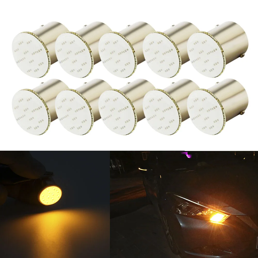 10 шт. P21W Led 1156 BA15S DC 12V лампы супер яркие белые COB Автомобильные Стайлинг внешние