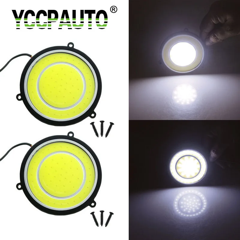 Waterproof 12V Round COB LED Car Eagle Eye Fog Light DRL Daytime Running Lights