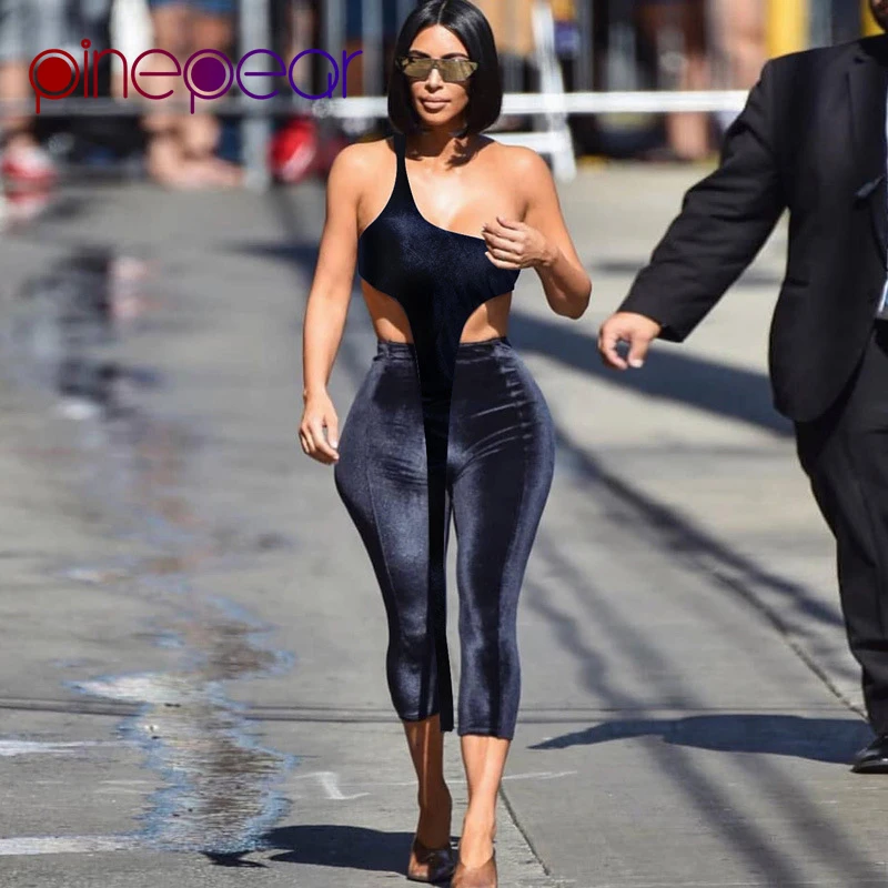 Pinepear Kim Kardashian High Quality Velour Outfits 2019 Winter