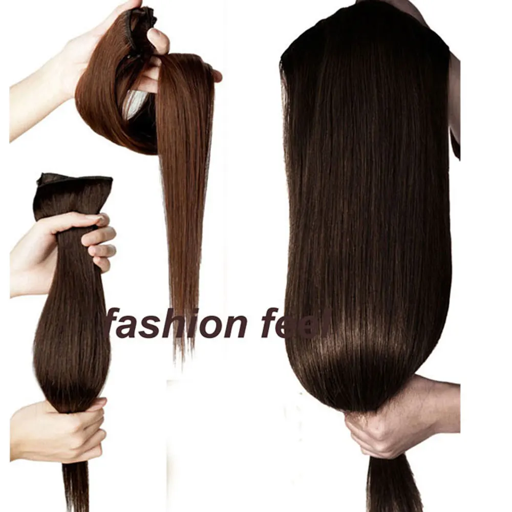 S-noilite 18-30 inches Clip in One Piece Hair Extensions 3/4 Full Head 5 Clips Hair Extention Synthetic Real Natural Hairpiece
