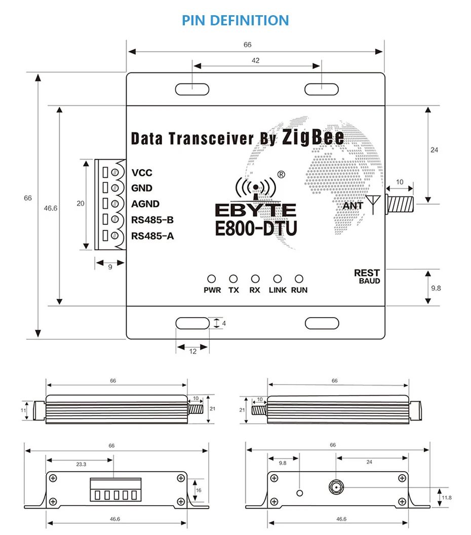 E800-DTU(Z2530-485-27) Zigbee CC2530 RS485 Transceiver (5)