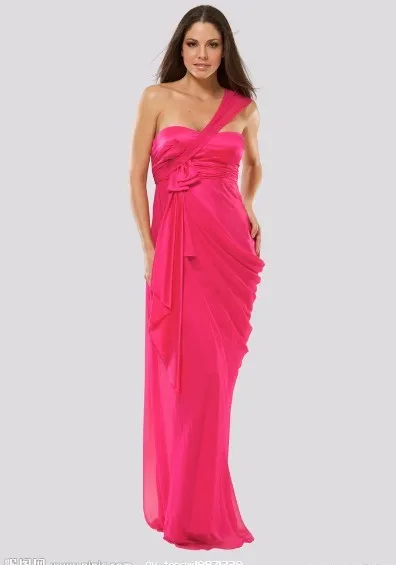 

free shipping 2014 new design hot one shoulder custommade red purple vestido com tule chiffon louisvuigon long bridesmaid dress