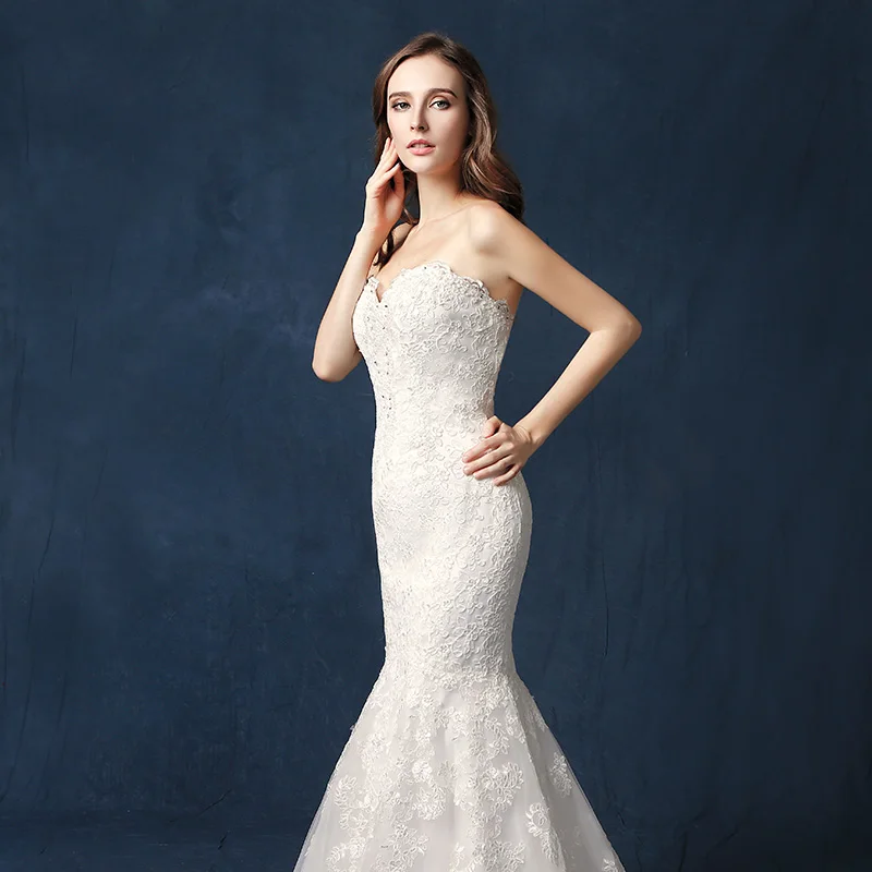 Vestido De Noiva Новые поступления Высокое качество кружево Русалка прополка платья для женщин Милая спинки Robe De mariée Longo SLW077