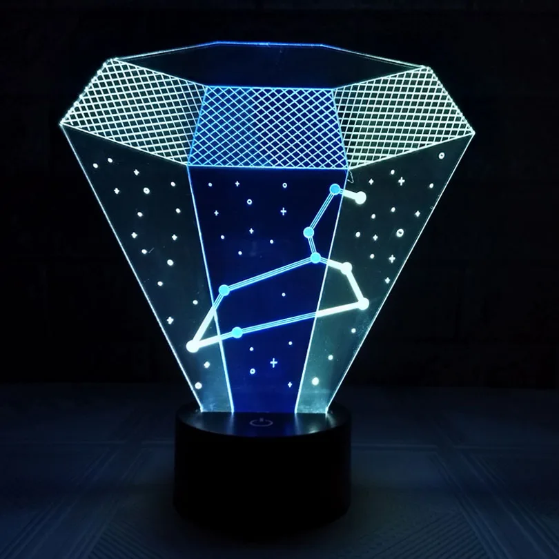 Творческий знак зодиака 7 цветов светодиодный ночной Светильник Созвездие настольная лампа USB 3D Diamond звездное небо гороскоп подарок для ребенка домашний декор - Испускаемый цвет: Leo