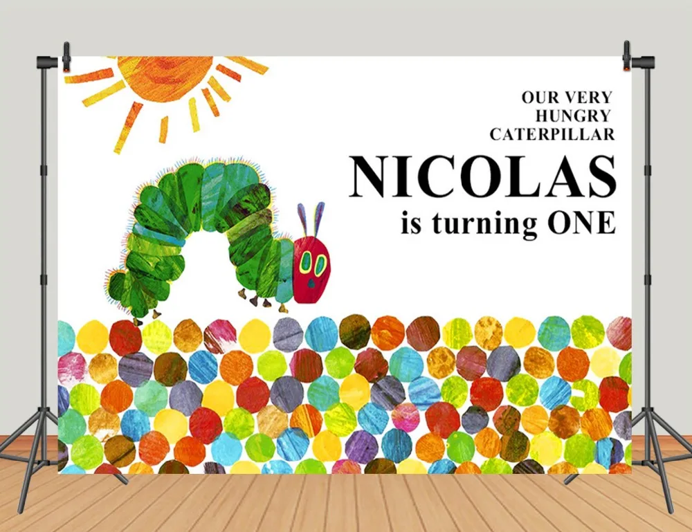 

Sensfun custom kids 1st birthday party photography backdrops the very hungry caterpillar photo background high quality backdrop