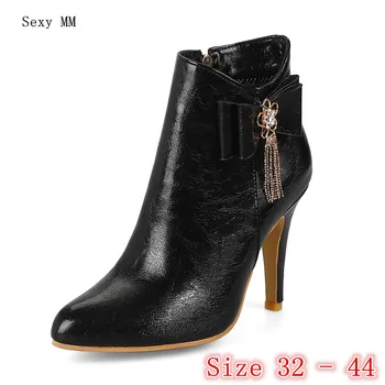

Spring Autumn High Heel Shoes Women Ankle Boots Woman Short Boots High Heels Small Plus Size 32 33 - 40 41 42 43 44