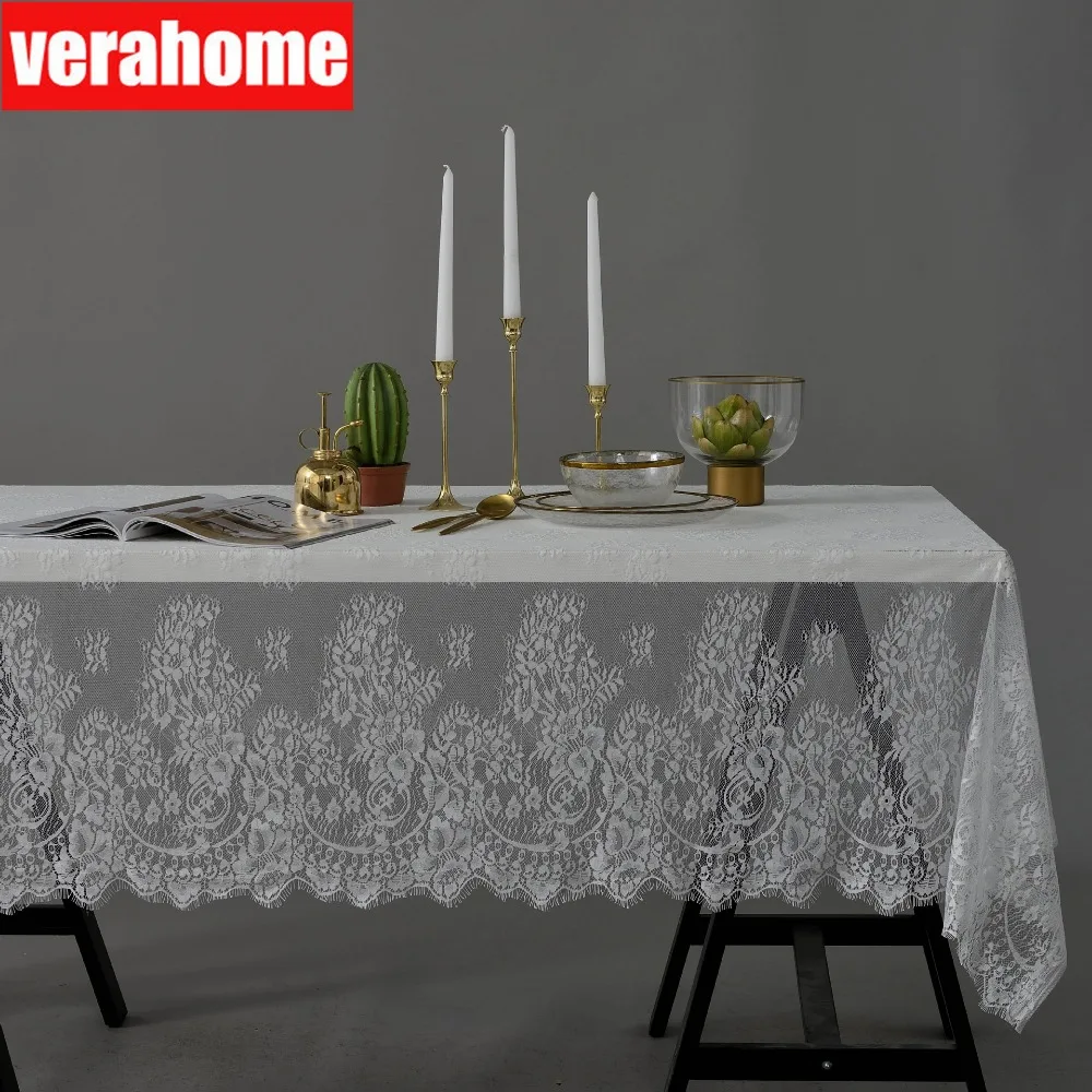 

American lace tablecloth black white Decorative Table Cloth Rectangular WEDDING Dining Table Cover party cafe home decor