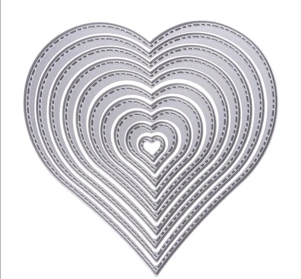 

10pc 12cm Heart Sewing thread Metal Die Cutting Dies For DIY Scrapbooking Photo Album Decorative Embossing Folder Die Cut