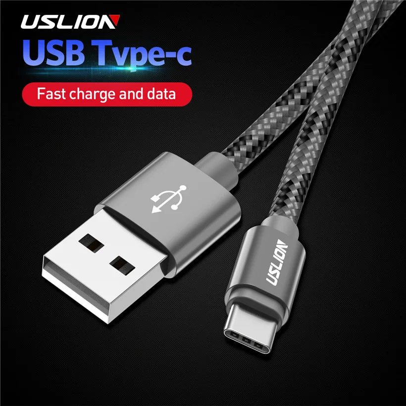 

USLION Fast Charging Cable Type-c Data Cord USB Type C Phone Charger Cable for Huawei Xiaomi MI8 for Samsung S9 Note 9 Adapter