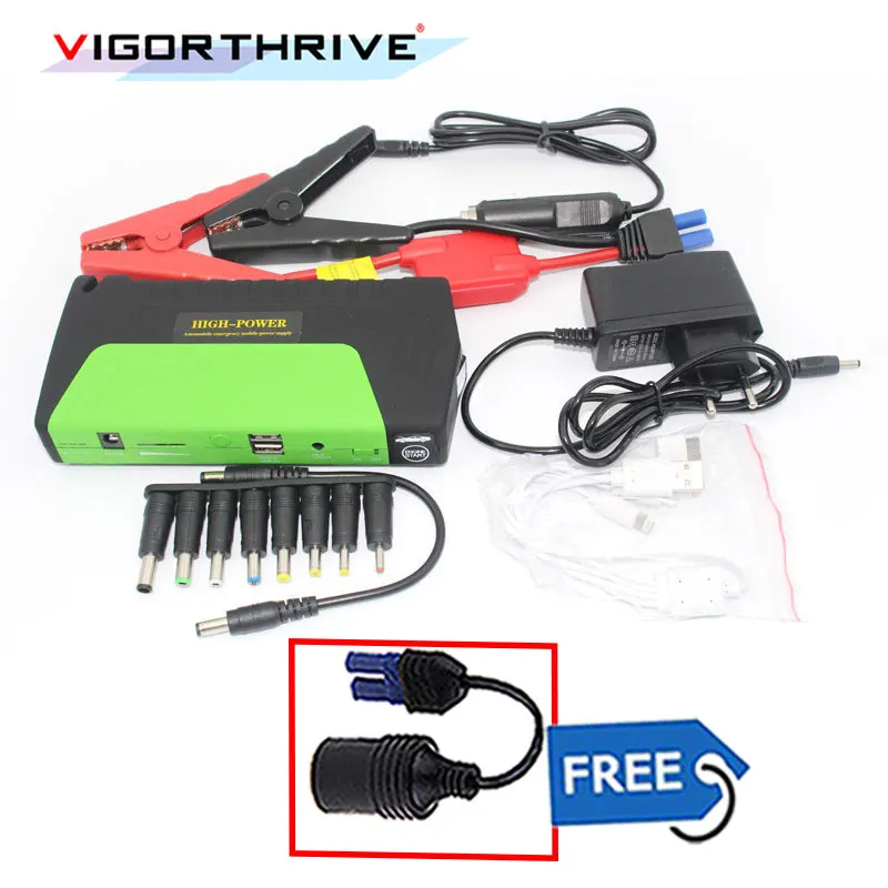 

Green 600A Car Jump Starter For Petrol Car booster Battery Charger 12V Mini Portable Emergency Auto Booster