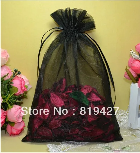 

Free shipping!!! wholesale 100 pcs/lot 15*20cm Black sheer organza bag christmat or wedding gift pouch jewelry packing pouch