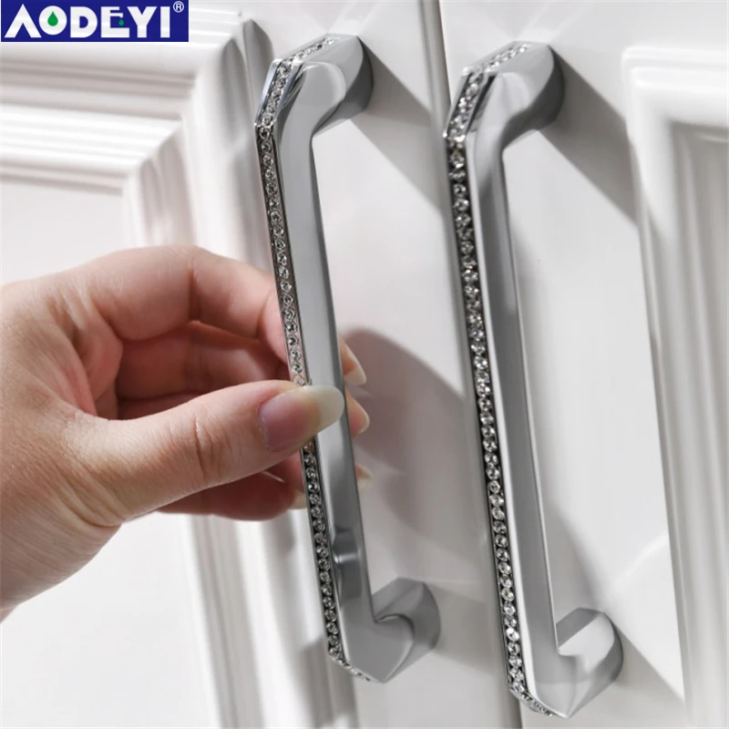 24K Gold Or Chrome Czech Crystal Drawer Knobs Wardrobe Door