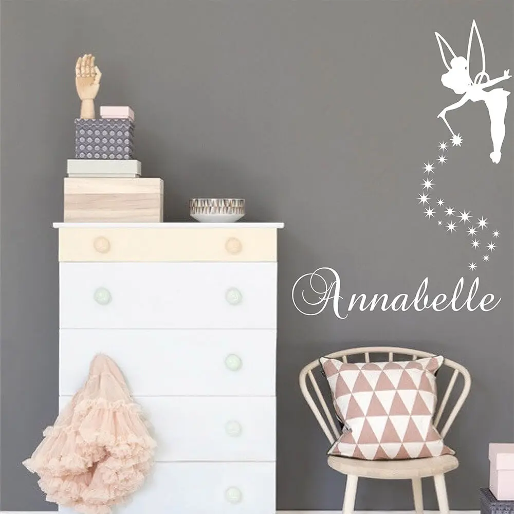 الجنية و شخصية اسم ملصقات جدار الجنية فتاة صور مطبوعة للحوائط طفل الحضانة ديكور مخصص الفينيل جدار الفن للأطفال 743C