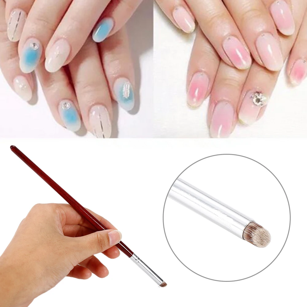 1PCS Nail Art Gradient Brush Dye Pen Wood Handle Gradual Shading Brush