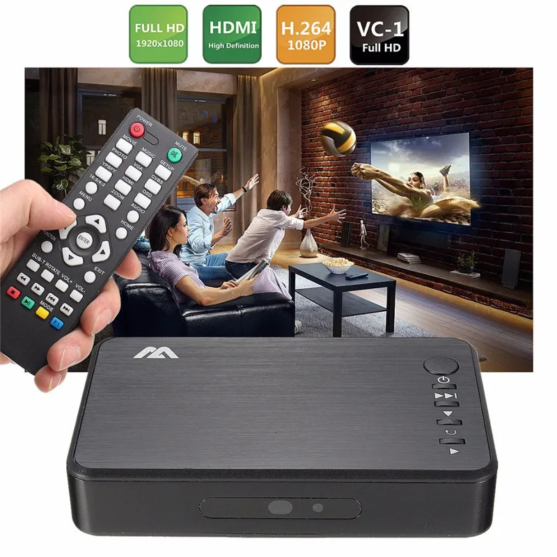 Мини 1080P HDMI мультимедийный плеер Наборы Профессиональный HDD USB2.0 Внешний с 3