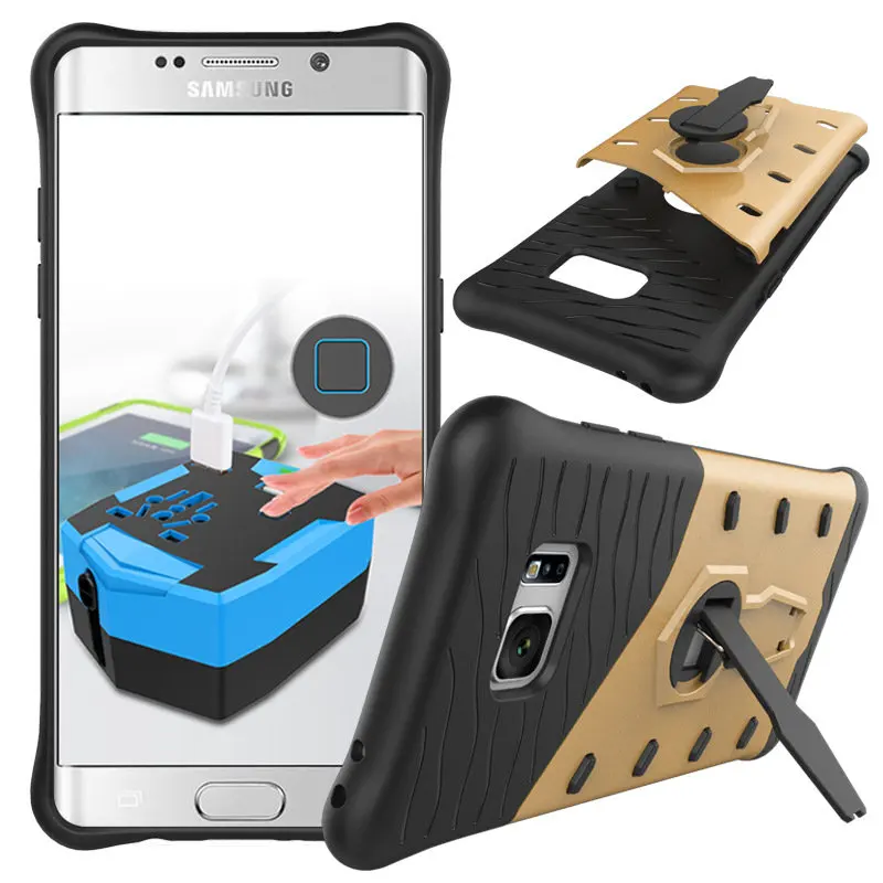 Metal Anti Shock Proof Resist Hybrid Phone Case for Samsung S8 Plus S7 Edge S5 Note 5 S6 J7 A510 J5 Stand Holder Cover |