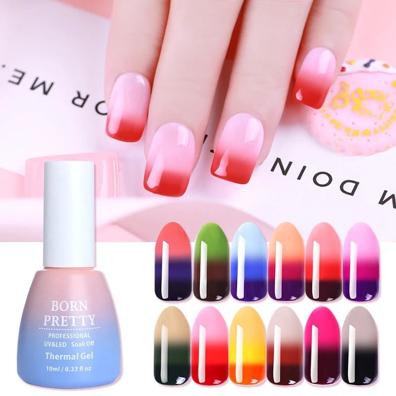 

BORN PRETTY Thermal 3 Colors Gel Nail Polish Temperature Color Changing Nail Art Soak Off UV Gel Varnish Lacquer Nail Gel Lak