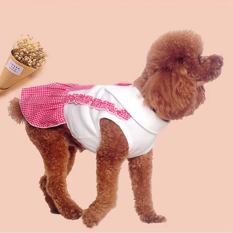 1 шт. домашний питомец собака одежда в клетку собаки для мальчиков комбинезоны для собак платье для девочек модная юбка с бантом