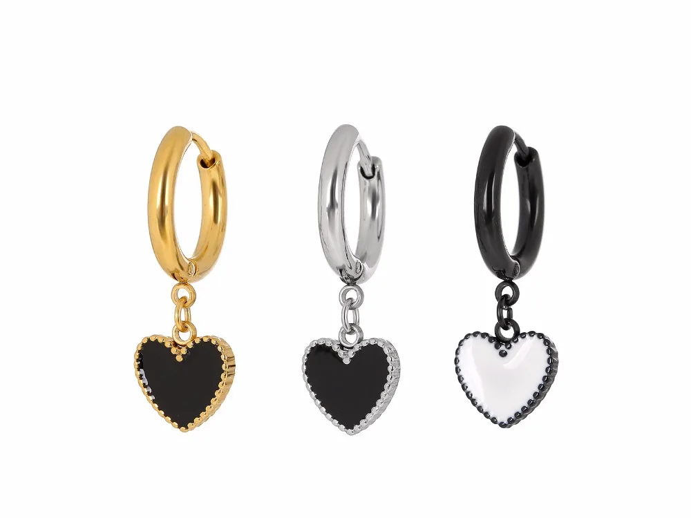 

Lot 50pcs Fashion Jewelry- Hoop Heart Earrings Men/Women Ear Studs/Earring Stainless Steel Earring PUNK EMO New