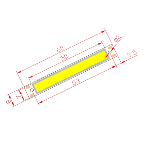 뜨거운 판매 3 v 3.7 v dc 60mm 8mm led cob 스트립 1.5 w 3 w 따뜻한 차가운 흰색 파란색 빨간색 cob led 광원 diy 자전거 작업 램프 3
