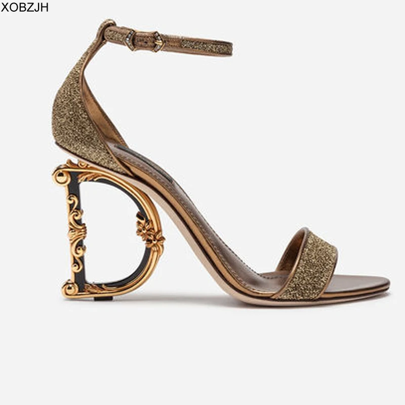 عالية الكعب الصيف الصنادل النساء أحذية 2019 العلامة التجارية الفاخرة مصمم السيدات جلدية الزفاف الصنادل أحذية امرأة مضخات D كعب G كعب