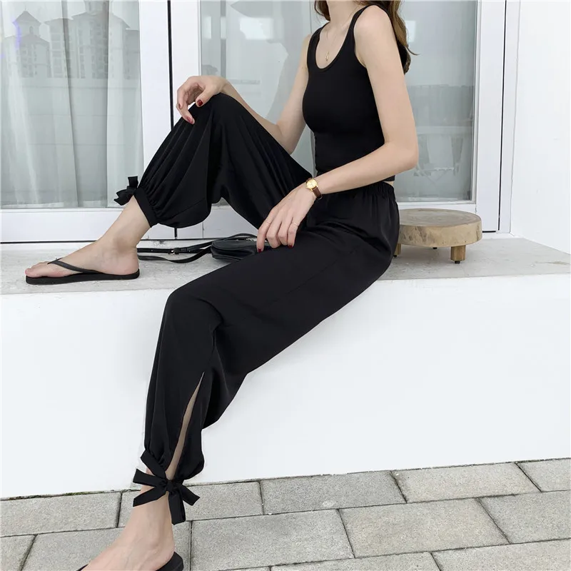 LKlady Casual Pants Beamed Legs Beach Female Summer Loose Thin Chiffon Large Size High Waist Nine Points Pants Wide Leg Pants LKlady Casual Pants Beamed Legs Beach Female Summer Loose Thin Chiffon Large Size High Waist Nine Points Pants Wide Leg Pants