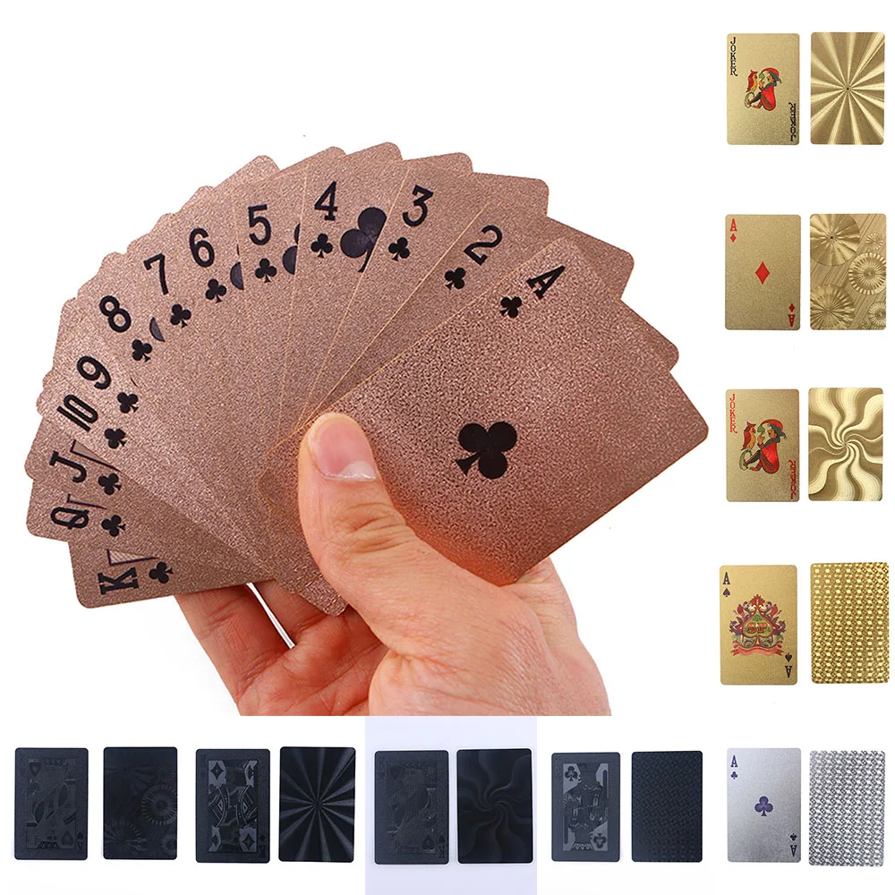 

1 Set Gold Foil Poker Euros Style Plastic Poker Waterproof Playing Cards Good Price Gambling Board game 24K Poker